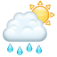  emojis de sol detras de nube lluviosa 